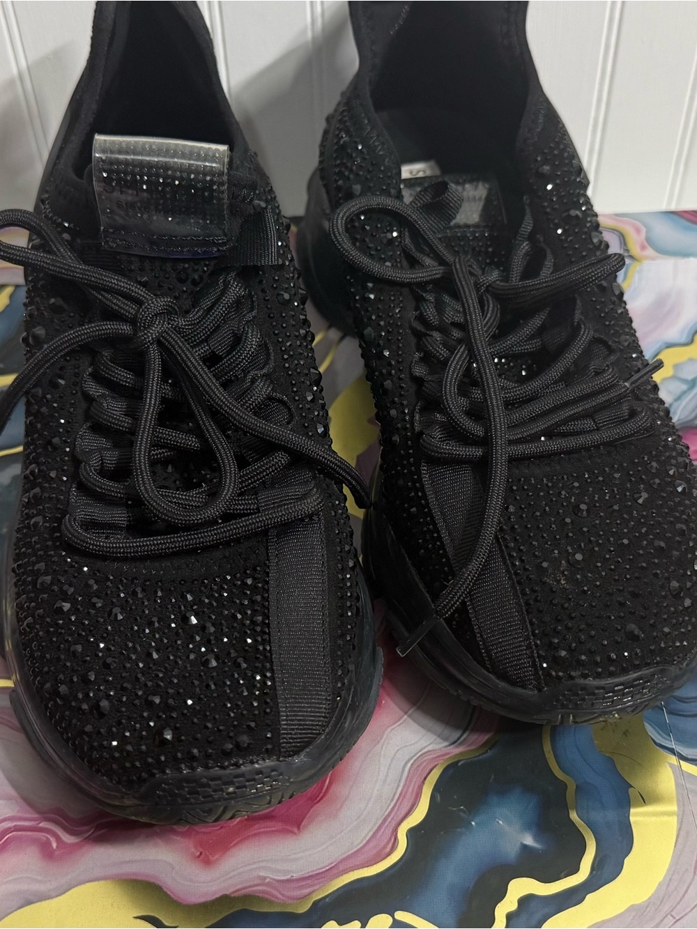 Steve Madden Black Sparkle Athletic Sneakers
